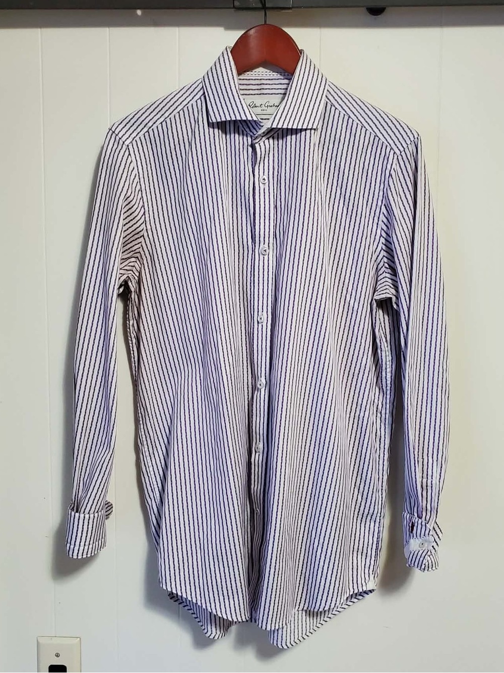 Robert Graham Long Sleeve Button Down Shirt Stripe Purple